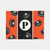 カスタムアイスホッケーパックネームイニシャルモノグラム フリースブランケット (正面(横))