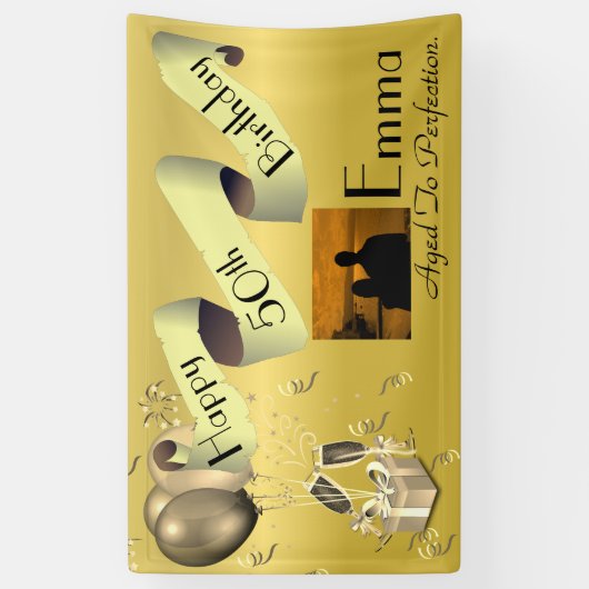 カスタムアイディアハッピー50誕生日 横断幕 (縦)