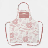 カスタムアイボリー+バラ金ゴールドグリッターベーカリー名スタッフ エプロン (正面)