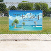 カスタムアイランドドルフィンハッピーバースデーバナー 横断幕 (インサイチュ)