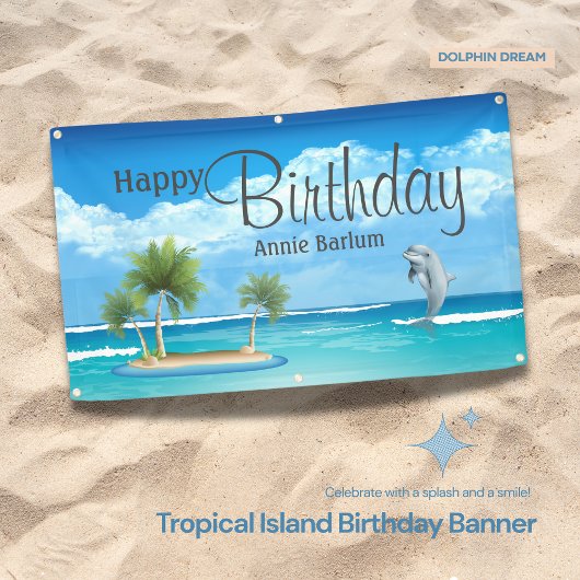 カスタムアイランドドルフィンハッピーバースデーバナー 横断幕