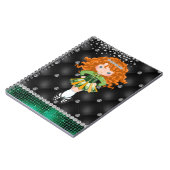 カスタムアイリッシュダンスレッドヘッドガールグリーンブラック ノートブック (左側)