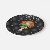 カスタムアイリッシュダンスレッドヘッドガールグリーンブラック ペーパープレート (アングル)