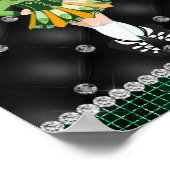 カスタムアイリッシュダンスレッドヘッドガールグリーンブラック ポスター (角)