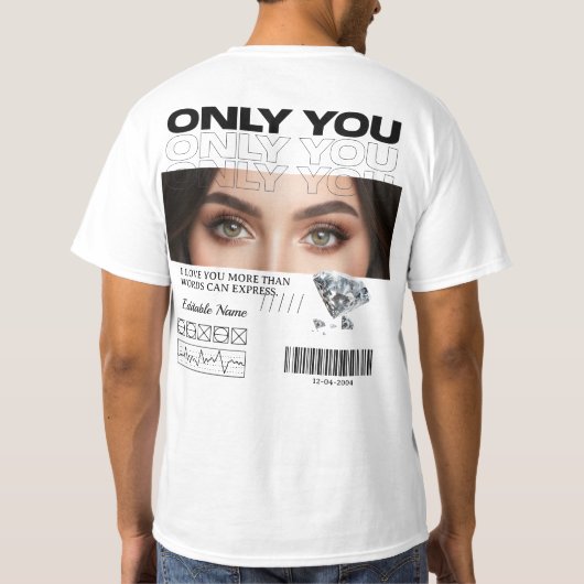 カスタムアイ画像&名前 | 完全オーダーメイド Tシャツ (裏面)