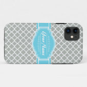 カスタムアクアアンドシルバーグレーモロッコクローバー Case-Mate iPhoneケース (裏面(横))
