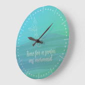 カスタムアクアウォーターカラーマーメイドテールウォールクロック ラージ壁時計 (傾斜)