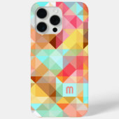 カスタムアクアブルーピーチ赤面ピンクポリゴンパターン Case-Mate iPhoneケース (裏面)