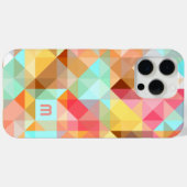 カスタムアクアブルーピーチ赤面ピンクポリゴンパターン Case-Mate iPhoneケース (裏面 (横))