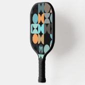 カスタムアクアブルーラストオレンジレトロアートパターン ピックルボールラケット (左)