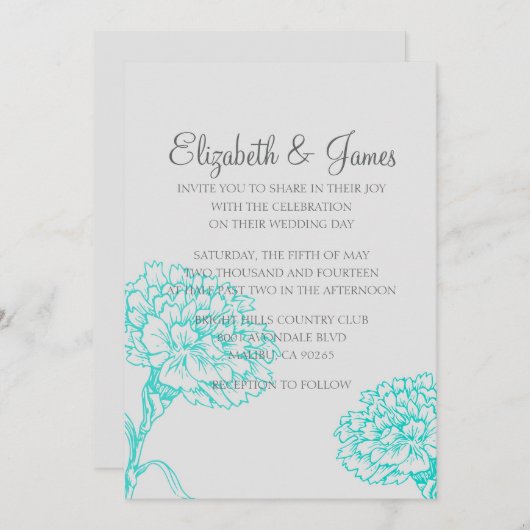 カスタムアクアモダン結婚式招待状 招待状 (正面/裏面)