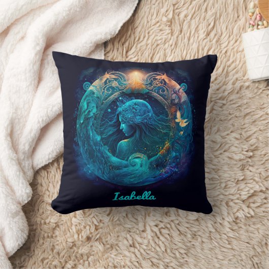 カスタムアクエリアス〔占星術の〕十二宮図占星術ファンタジーサンサイン クッション (ブランケット)