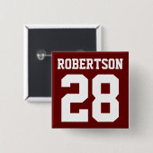 カスタムアスリートプレイヤー番号と名前のスクエアピン 缶バッジ (正面&裏面)