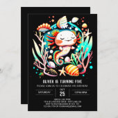 カスタムアソロトル海誕生祝い 招待状 (正面/裏面)