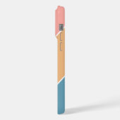 カスタムアップルグリーン赤面コーラルオレンジブルーストライプズ iPhoneケース (左側面)