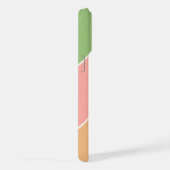 カスタムアップルグリーン赤面コーラルオレンジブルーストライプズ iPhoneケース (右側面)