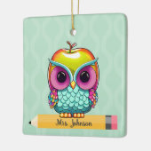カスタムアップルフクロウ先生名クリスマスオーナメント セラミックオーナメント (左)