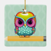 カスタムアップルフクロウ先生名クリスマスオーナメント セラミックオーナメント (裏面)