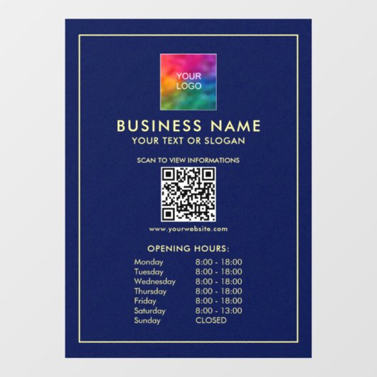 カスタムアップロード あなたのロゴ QRコード 営業時間 ウィンドウサイン (シート)