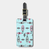 カスタムアトミックピンク&グレーパターンラゲッジタグ ラゲッジタグ (正面縦)