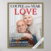 カスタムアニバーサリーマガジン表紙、カップルポートレート ポスター (正面)