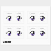 カスタムアニメ女の子の目 長方形シール (シート)