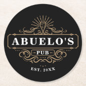 カスタムアブエロのパブホームバー年の設立 ラウンドペーパーコースター (正面)