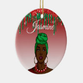 カスタムアポップ・アートのル女子アパーソナライズされたフリカ人 セラミックオーナメント (右)