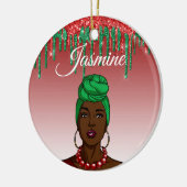 カスタムアポップ・アートのル女子アパーソナライズされたフリカ人 セラミックオーナメント (左)