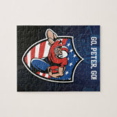 カスタムアメリカンフットボールのバッジ，サッカー選手， ジグソーパズル (横)