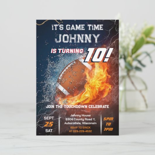 カスタムアメリカンフットボール誕生日招待状 招待状 (スタンド正面)