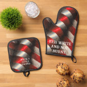 カスタムアメリカンレッド&ホワイト 鍋つかみ&鍋敷きセット (トップダウン)