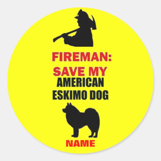 カスタムアメリカンESKIMO犬の火災安全 ラウンドシール (正面)