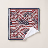 カスタムアメリカ国旗のストライプと星のパターン バスタオルセット (ウォッシュタオル)