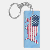 カスタムアメリカ国旗の地図パトリオティック引用文ブルーシー キーホルダー (正面左)