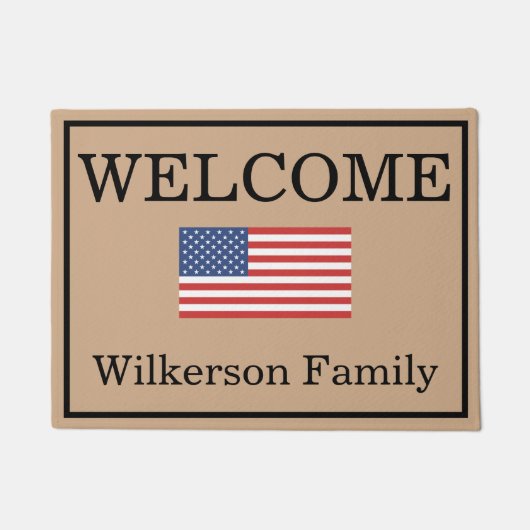 カスタムアメリカ国旗の家族の名前ドアマット ドアマット (正面)
