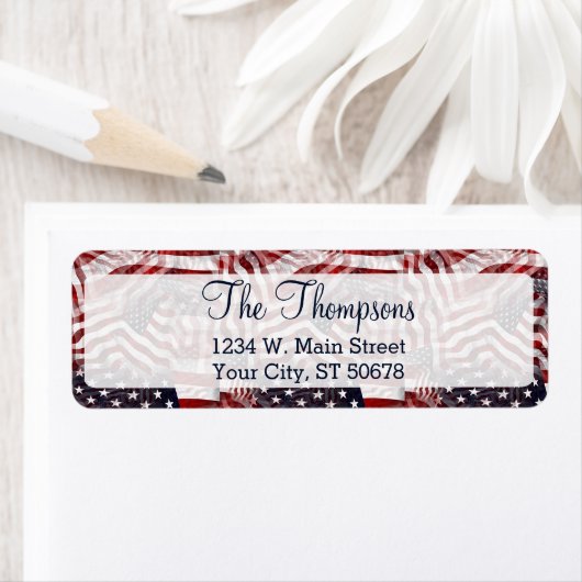 カスタムアメリカ国旗の赤白青スタストライプーズ ラベル (インサイチュ)