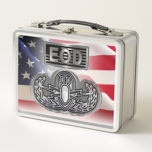 カスタムアメリカ国旗の「Basic EOD」 メタルランチボックス (正面)