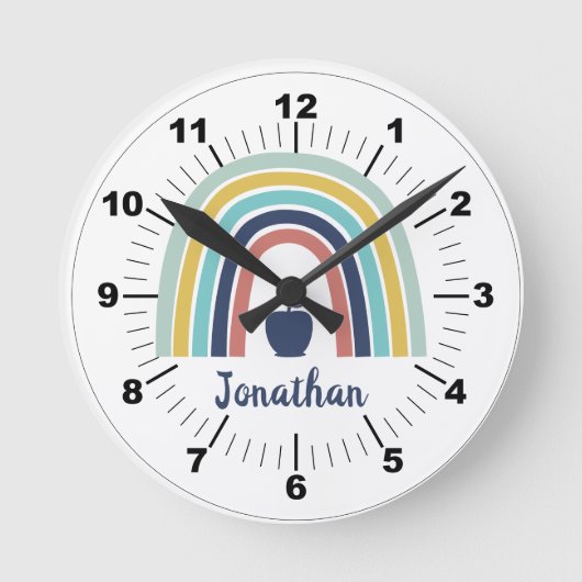 カスタムアモダンップルフルーツレインボー ラウンド壁時計 (正面)