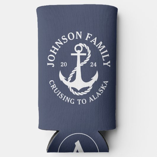 カスタムアラスカファミリークルーズワイルドライフスポッティングT-Sh スリム缶クーラー (正面)