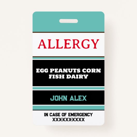 カスタムアレルギー警告シェフカード バッジ (正面)