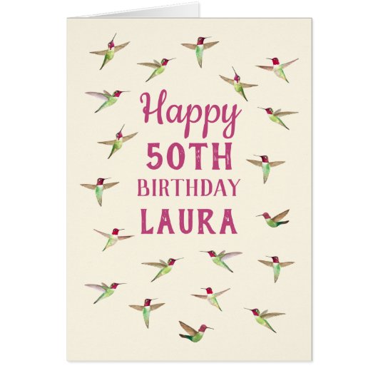 カスタムアンナズハミングバード誕生日カード (正面)