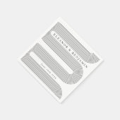 カスタムアーチ白黒線エレガント名結婚 スタンダードカクテルナプキン (角)