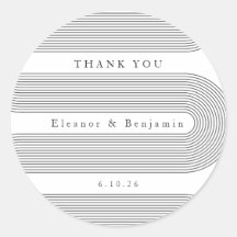 カスタムアーチ白黒線エレガント名結婚