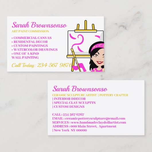 カスタムアーティス絵画トのキャンバス 名刺 (正面/裏面)