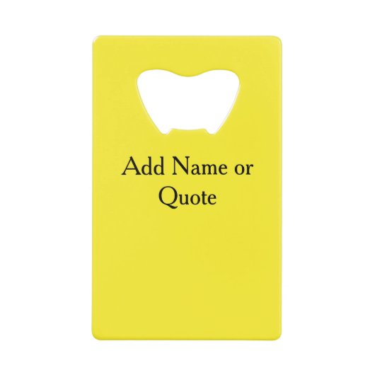 カスタムアートフォトネームモノグラム引用文イエロー クレジットカード栓抜き (正面)