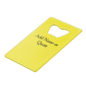 カスタムアートフォトネームモノグラム引用文イエロー クレジットカード栓抜き (正面アングル)