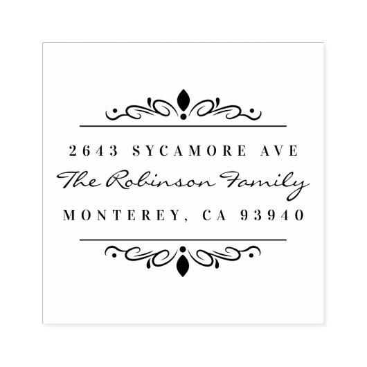 カスタムアールデコオーナメントファミリー差出人住所 ラバースタンプ (インプリント)