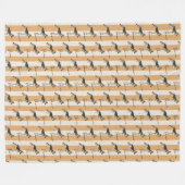 カスタムイエロストライプージャーマンシェパードペット名 フリースブランケット (正面(横))