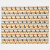 カスタムイエロストライプーダッシュンドペット名 フリースブランケット (正面(横))